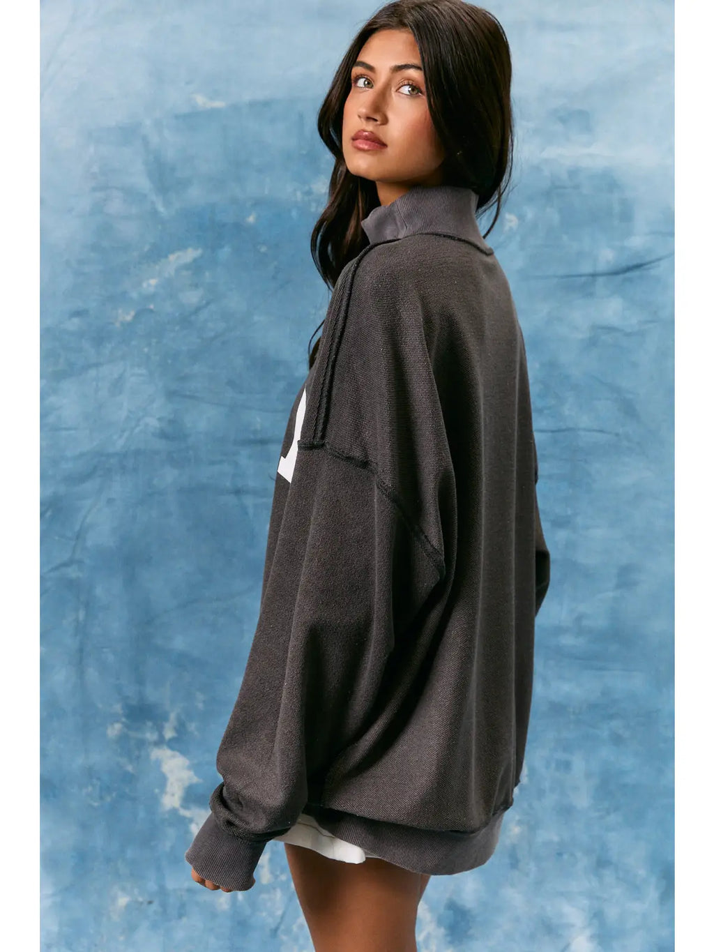 Charcoal American Classic Reversible Mock Neck Sweatshirt