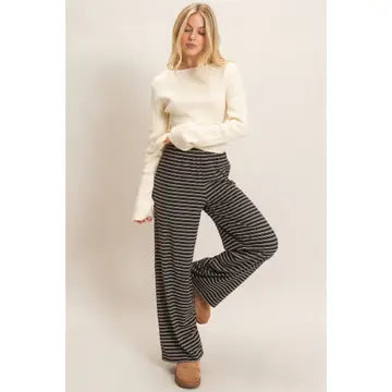 Black Striped Straight Leg Pants