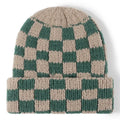 Green Plaid Knit Beanie