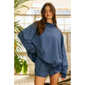 Navy Stripe Mock Neck Sweatshirt
