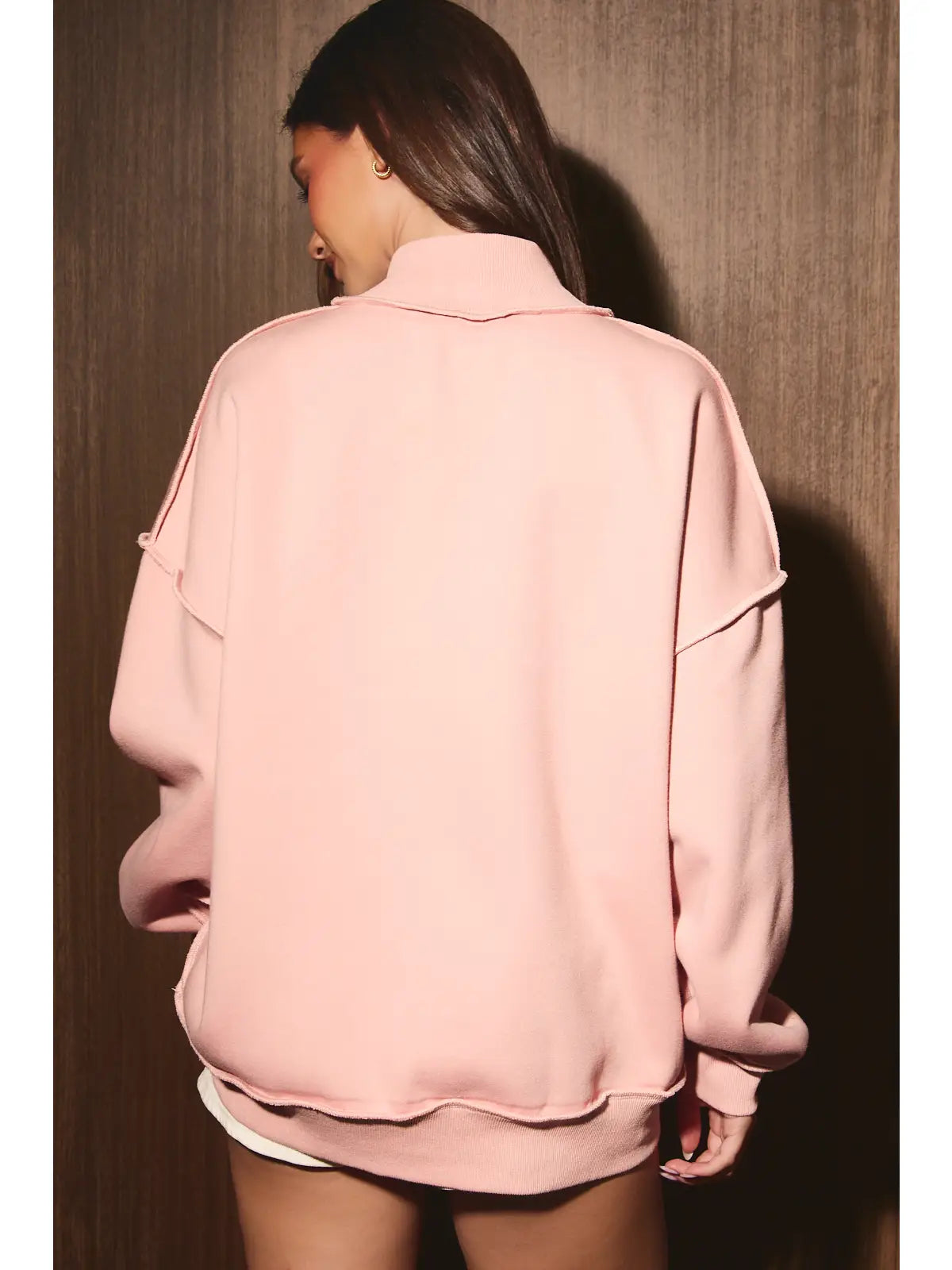 Pink Sweet Graphic Mock Neck Sweatshirt