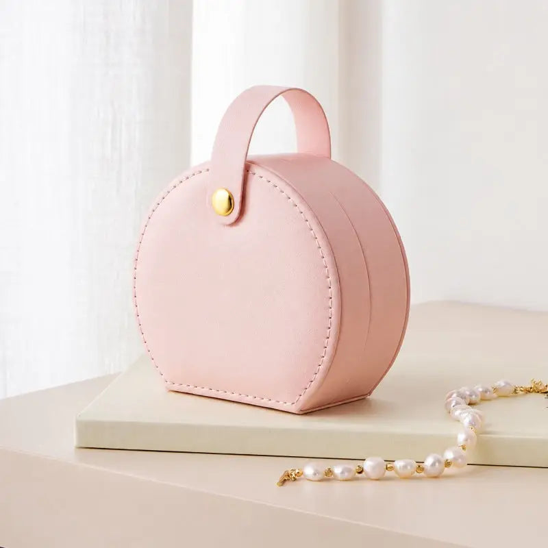 Pink Half-Moon Travel Jewelry Case