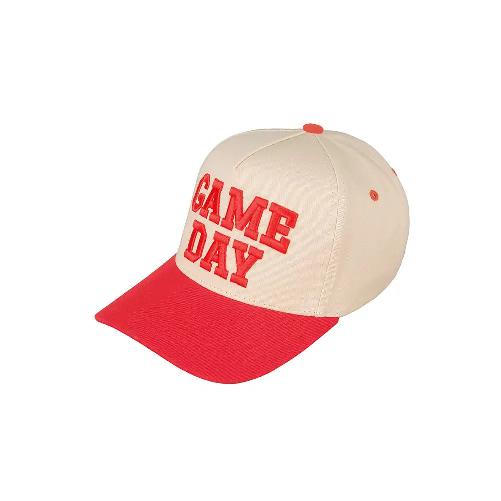 Red Game Day Embroidered Cotton Baseball Cap