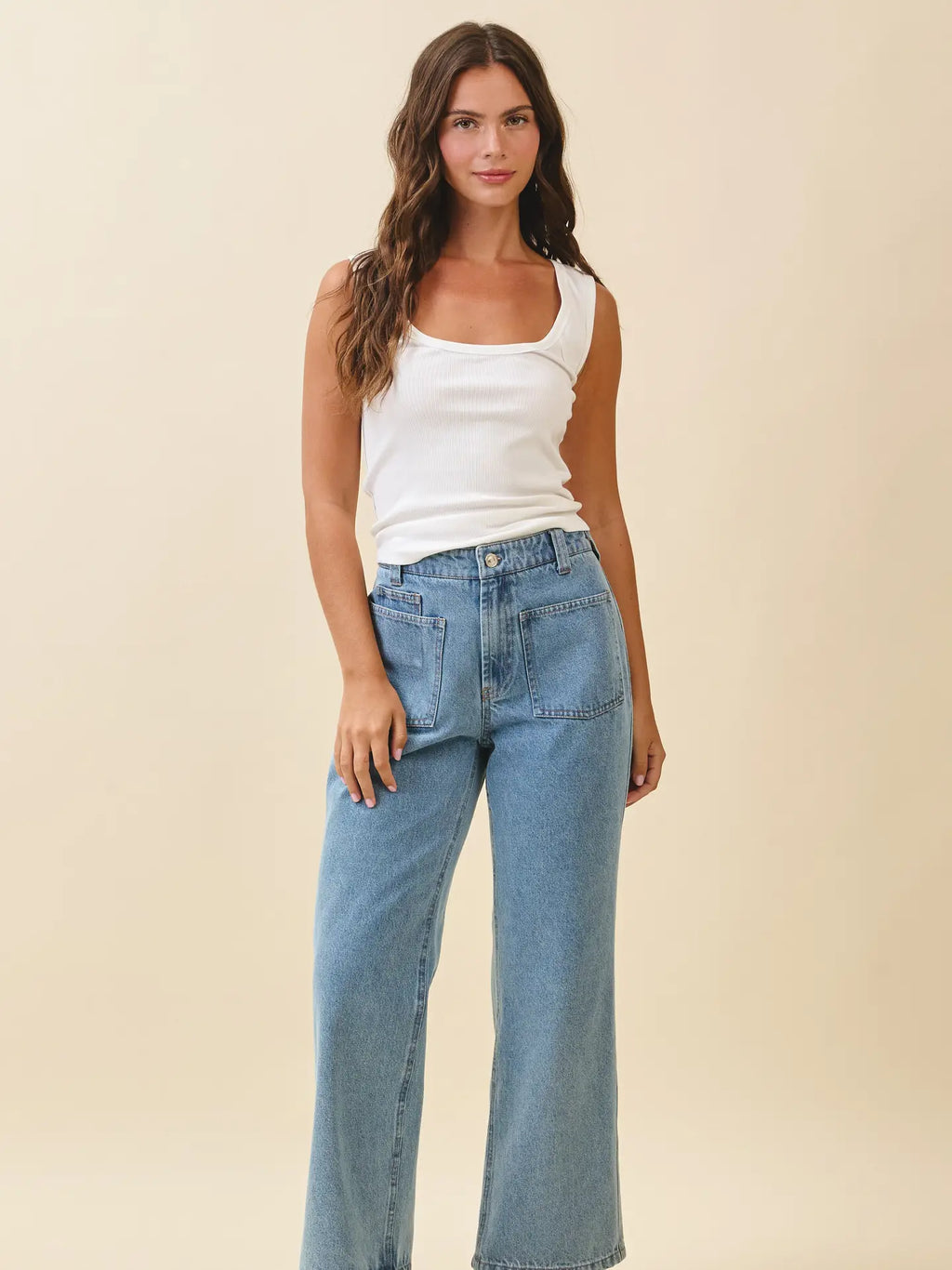 Denim High Waist Wide-Leg Jeans