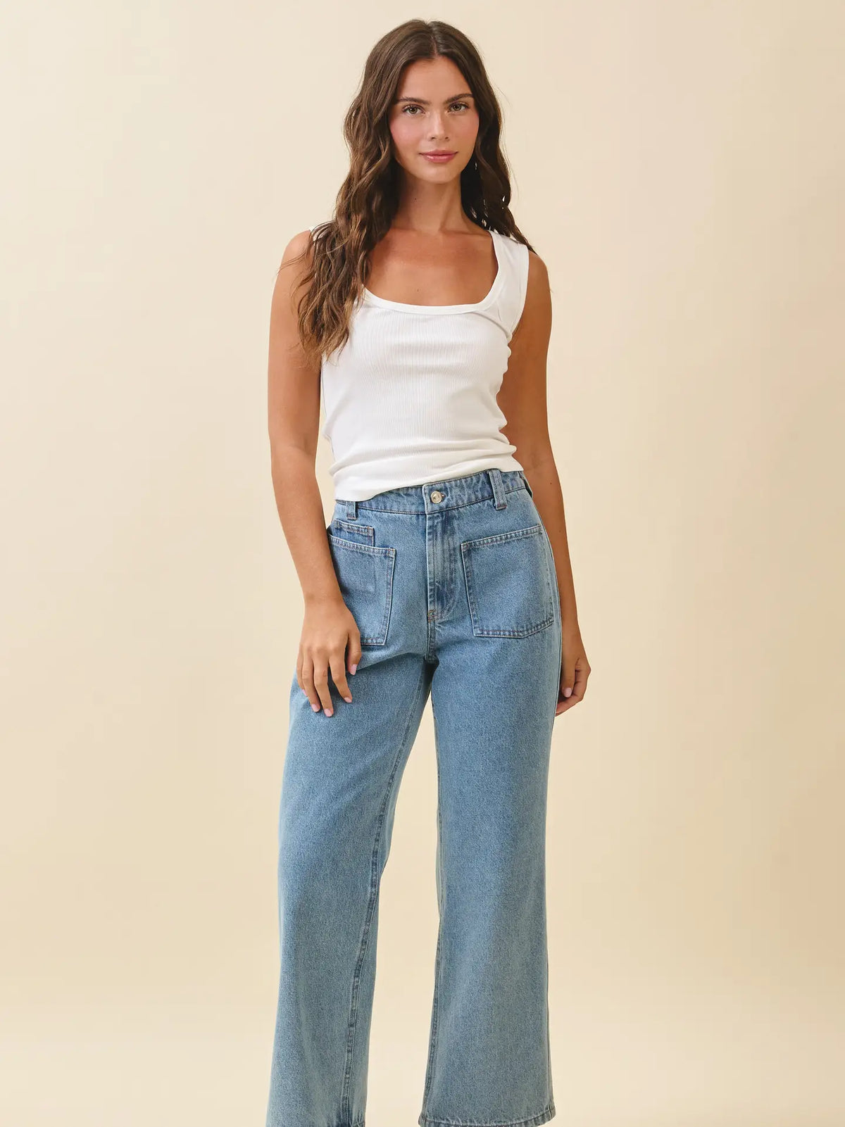 Denim High Waist Wide-Leg Jeans