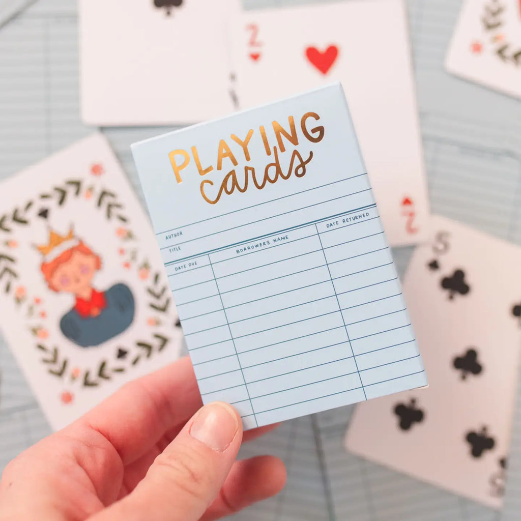 Sky Blue Library Card Playing Cards