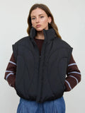 Black Quilted Mock Neck Puffer Vest