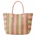 Multi-Color Stripe Straw Tote Bag