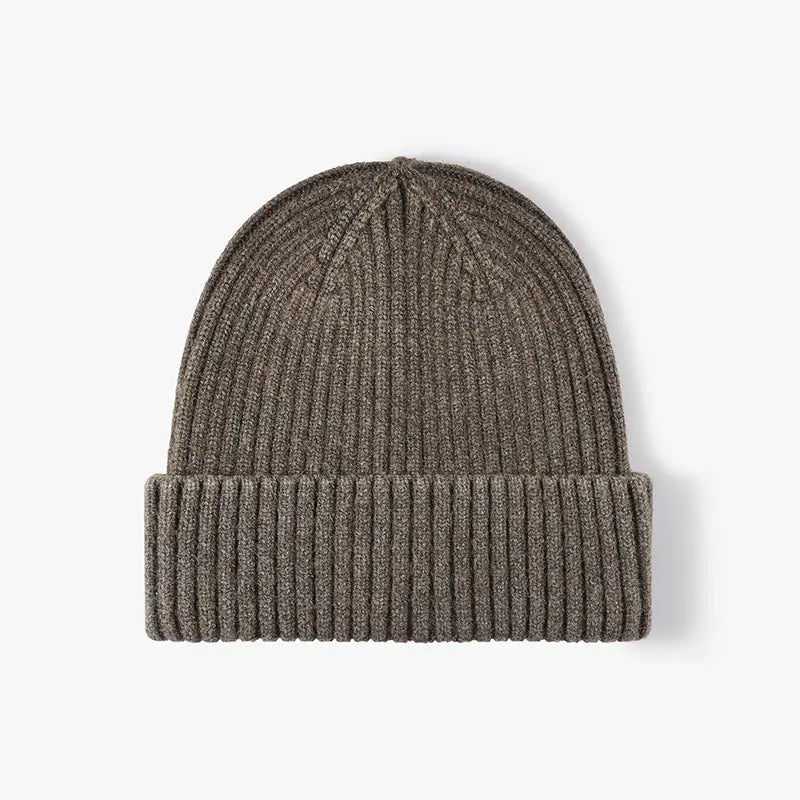 Coffee Washed Ribbed Knit Beanie