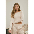 Ivory Off-Shoulder Cropped Ribbed Knit Top