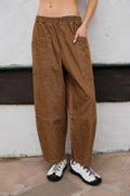 Brown Pinstripe Barrel Jeans