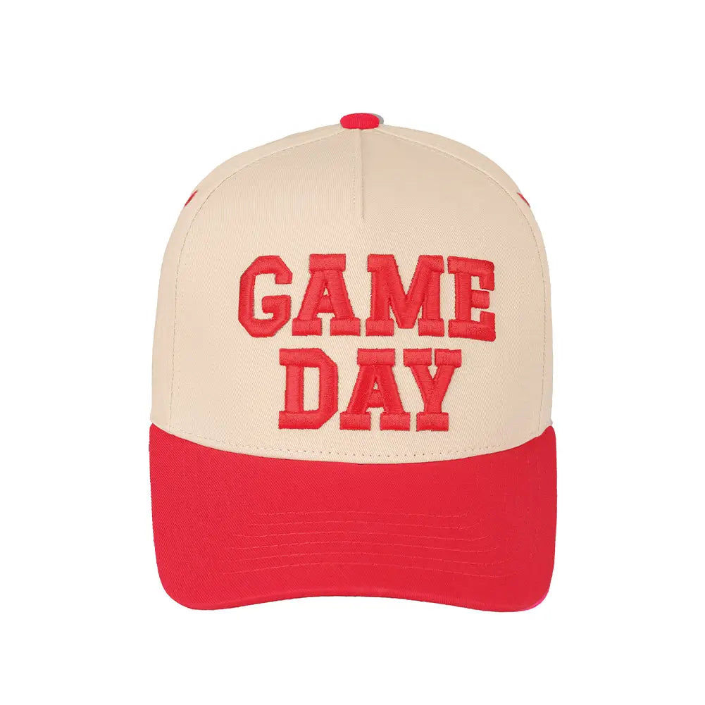 Red Game Day Embroidered Cotton Baseball Cap