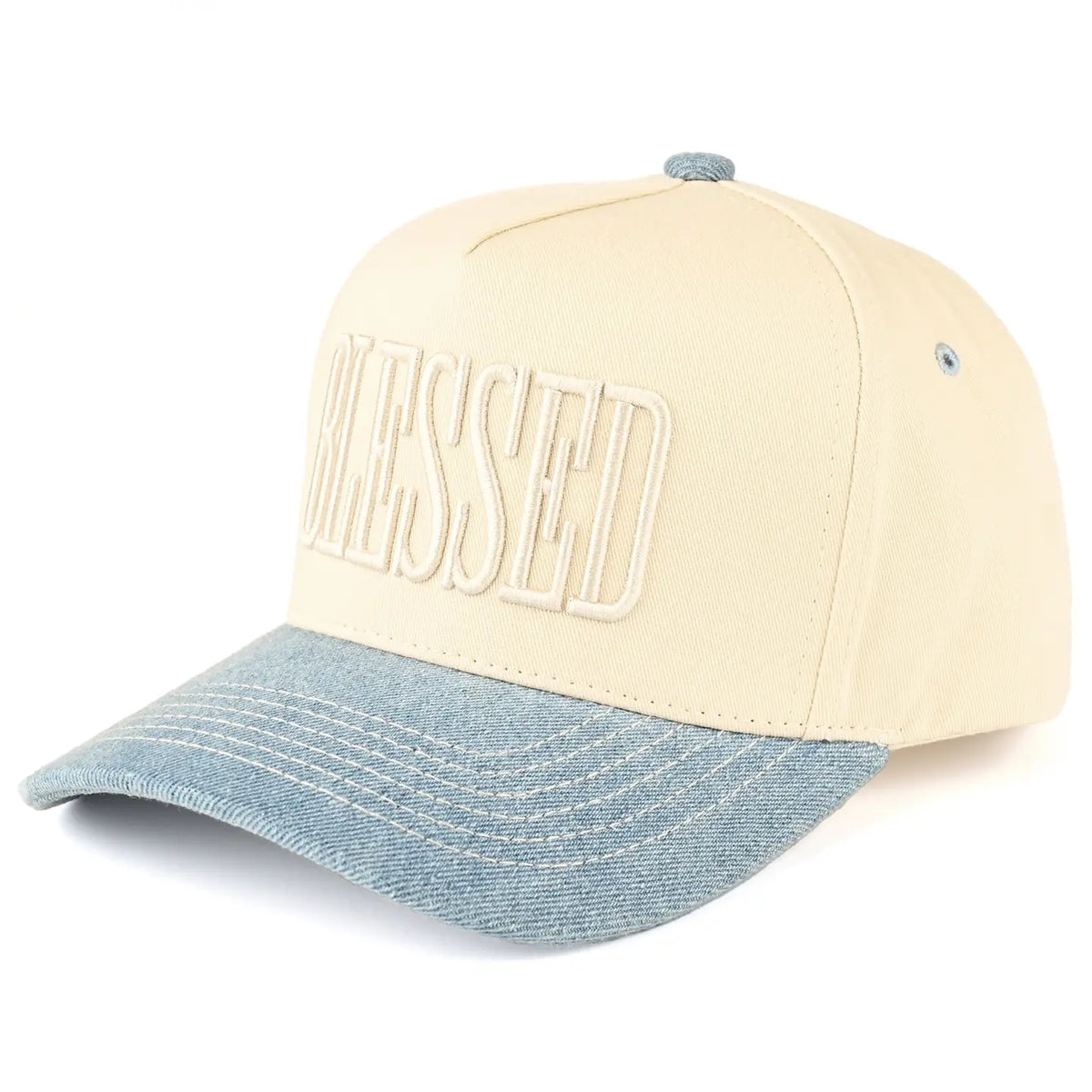 Blessed Letter Embroidered Two Tone Trucker Cap