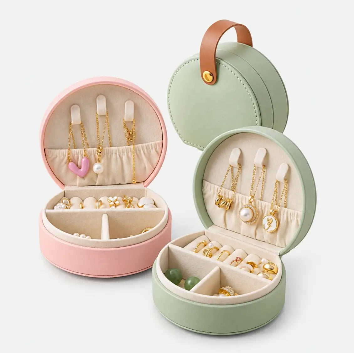 Pink Half-Moon Travel Jewelry Case