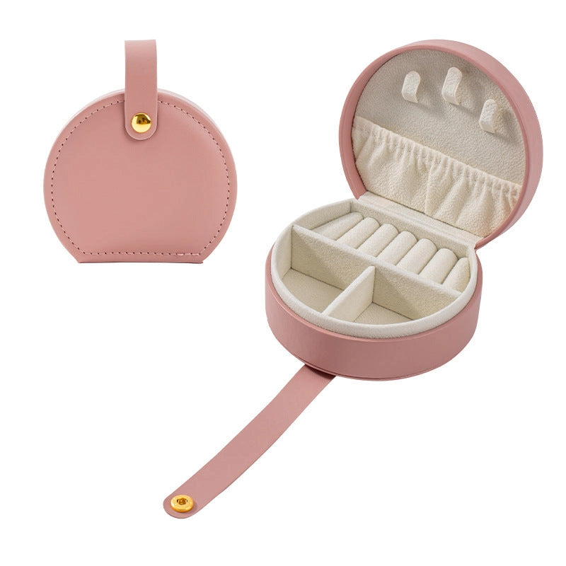 Pink Half-Moon Travel Jewelry Case