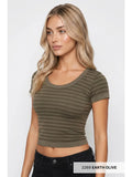 NIKIBIKI Earth Olive Striped Scoop Neck Top