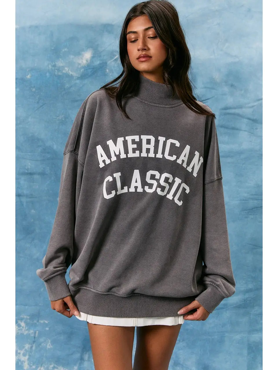 Charcoal American Classic Reversible Mock Neck Sweatshirt