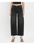 VERVET Super High Rise Black Panel Barrel Leg Jeans