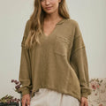 Olive Ribbed Knit Top
