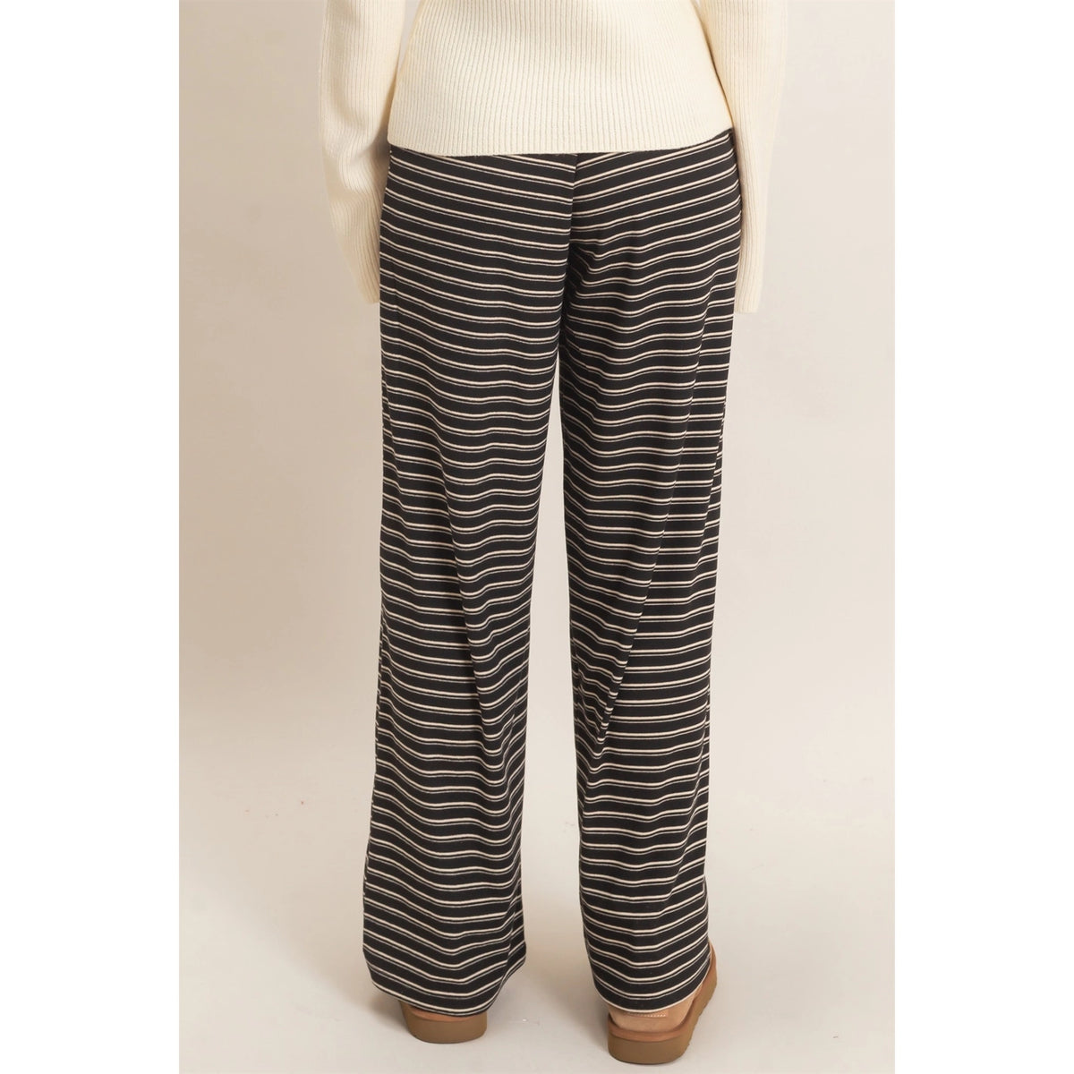 Black Striped Straight Leg Pants